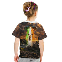 Ireland UFO Kid T Shirt Irish Landscape Answer The Call