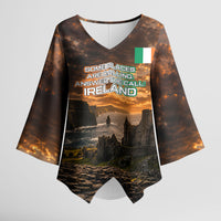 Ireland UFO Kimono Sleeve Blouse Irish Landscape Answer The Call