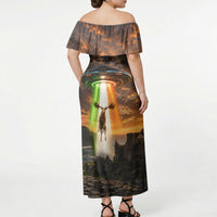 Ireland UFO Off Shoulder Maxi Dress Irish Landscape Answer The Call