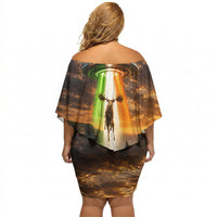 Ireland UFO Off Shoulder Short Dress Irish Landscape Answer The Call