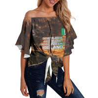 Ireland UFO Off Shoulder Wrap Waist Top Irish Landscape Answer The Call