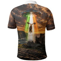 Ireland UFO Polo Shirt Irish Landscape Answer The Call