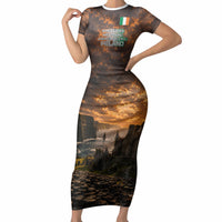 Ireland UFO Short Sleeve Bodycon Dress Irish Landscape Answer The Call