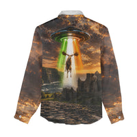 Ireland UFO Women Casual Shirt Irish Landscape Answer The Call