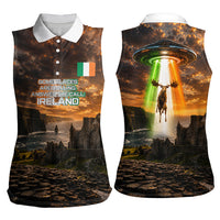 Ireland UFO Women Sleeveless Polo Shirt Irish Landscape Answer The Call