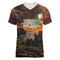 Ireland UFO Women V-Neck T-Shirt Irish Landscape Answer The Call