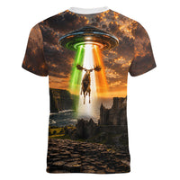 Ireland UFO Women V-Neck T-Shirt Irish Landscape Answer The Call