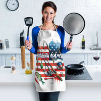 American Flag Fishing Apron with Fishing Rods and Lures Watercolor Style Design - Wonder Print Shop