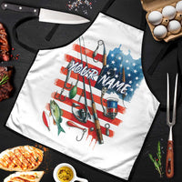 American Flag Fishing Apron with Fishing Rods and Lures Watercolor Style Design - Wonder Print Shop
