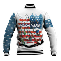 American Flag Fishing Baseball Jacket with Fishing Rods and Lures Watercolor Style Design - Wonder Print Shop