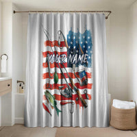 American Flag Fishing Bathroom Set with Fishing Rods and Lures Watercolor Style Design - Wonder Print Shop