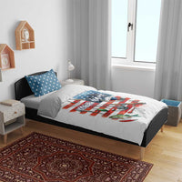 American Flag Fishing Bedding Set with Fishing Rods and Lures Watercolor Style Design - Wonder Print Shop