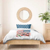 American Flag Fishing Bedding Set with Fishing Rods and Lures Watercolor Style Design - Wonder Print Shop