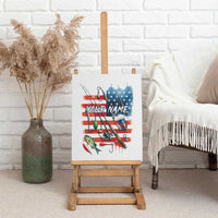 American Flag Fishing Canvas Wall Art with Fishing Rods and Lures Watercolor Style Design - Wonder Print Shop