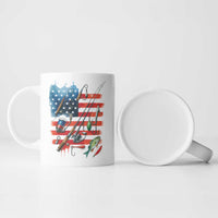 American Flag Fishing Ceramic Mug with Fishing Rods and Lures Watercolor Style Design - Wonder Print Shop