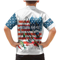 American Flag Fishing Family Matching Mermaid Dress and Hawaiian Shirt with Fishing Rods and Lures Watercolor Style Design - Wonder Print Shop