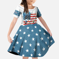 American Flag Fishing Family Matching Mermaid Dress and Hawaiian Shirt with Fishing Rods and Lures Watercolor Style Design - Wonder Print Shop