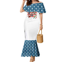 American Flag Fishing Family Matching Mermaid Dress and Hawaiian Shirt with Fishing Rods and Lures Watercolor Style Design - Wonder Print Shop