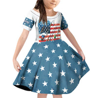 American Flag Fishing Family Matching Off Shoulder Short Dress and Hawaiian Shirt with Fishing Rods and Lures Watercolor Style Design - Wonder Print Shop