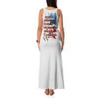 American Flag Fishing Family Matching Tank Maxi Dress and Hawaiian Shirt with Fishing Rods and Lures Watercolor Style Design - Wonder Print Shop