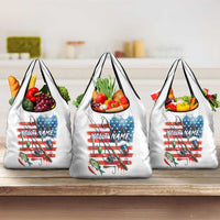 American Flag Fishing Grocery Bag with Fishing Rods and Lures Watercolor Style Design - Wonder Print Shop