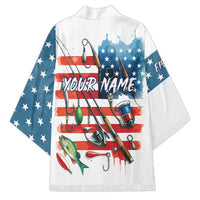 American Flag Fishing Kimono with Fishing Rods and Lures Watercolor Style Design - Wonder Print Shop