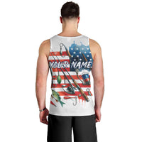 American Flag Fishing Men Tank Top with Fishing Rods and Lures Watercolor Style Design - Wonder Print Shop