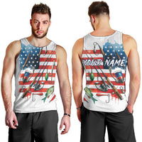 American Flag Fishing Men Tank Top with Fishing Rods and Lures Watercolor Style Design - Wonder Print Shop