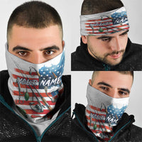 American Flag Fishing Neck Gaiter with Fishing Rods and Lures Watercolor Style Design TS04
