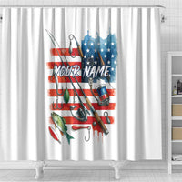 American Flag Fishing Shower Curtain with Fishing Rods and Lures Watercolor Style Design - Wonder Print Shop