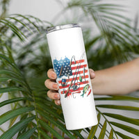 American Flag Fishing Skinny Tumbler with Fishing Rods and Lures Watercolor Style Design - Wonder Print Shop
