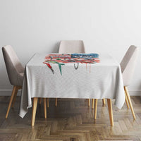American Flag Fishing Tablecloth with Fishing Rods and Lures Watercolor Style Design - Wonder Print Shop