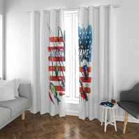American Flag Fishing Window Curtain with Fishing Rods and Lures Watercolor Style Design - Wonder Print Shop