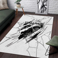Dartboard Skull Darts Area Rug with Torn Stone Texture and Cracked Marble Design - Wonder Print Shop