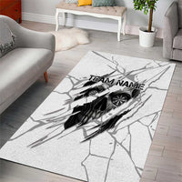Dartboard Skull Darts Area Rug with Torn Stone Texture and Cracked Marble Design - Wonder Print Shop