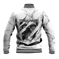 Dartboard Skull Darts Baseball Jacket with Torn Stone Texture and Cracked Marble Design - Wonder Print Shop