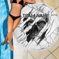 Dartboard Skull Darts Beach Blanket with Torn Stone Texture and Cracked Marble Design - Wonder Print Shop