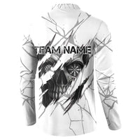 Dartboard Skull Darts Button Sweatshirt with Torn Stone Texture and Cracked Marble Design - Wonder Print Shop