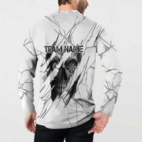 Dartboard Skull Darts Button Sweatshirt with Torn Stone Texture and Cracked Marble Design - Wonder Print Shop