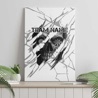 Dartboard Skull Darts Canvas Wall Art with Torn Stone Texture and Cracked Marble Design - Wonder Print Shop