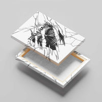 Dartboard Skull Darts Canvas Wall Art with Torn Stone Texture and Cracked Marble Design - Wonder Print Shop