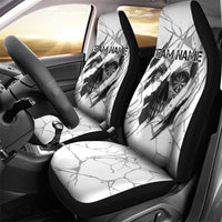 Dartboard Skull Darts Car Seat Cover with Torn Stone Texture and Cracked Marble Design - Wonder Print Shop