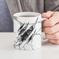 Dartboard Skull Darts Ceramic Mug with Torn Stone Texture and Cracked Marble Design - Wonder Print Shop
