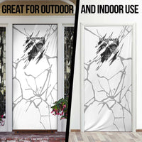 Dartboard Skull Darts Door Cover with Torn Stone Texture and Cracked Marble Design - Wonder Print Shop