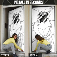 Dartboard Skull Darts Door Cover with Torn Stone Texture and Cracked Marble Design - Wonder Print Shop