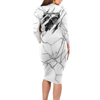 Dartboard Skull Darts Family Matching Long Sleeve Bodycon Dress and Hawaiian Shirt with Torn Stone Texture and Cracked Marble Design - Wonder Print Shop