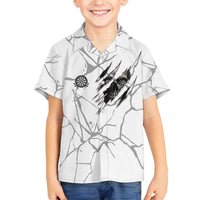 Dartboard Skull Darts Family Matching Off The Shoulder Long Sleeve Dress and Hawaiian Shirt with Torn Stone Texture and Cracked Marble Design - Wonder Print Shop