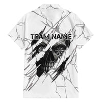 Dartboard Skull Darts Family Matching Puletasi and Hawaiian Shirt with Torn Stone Texture and Cracked Marble Design - Wonder Print Shop