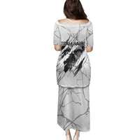 Dartboard Skull Darts Family Matching Puletasi and Hawaiian Shirt with Torn Stone Texture and Cracked Marble Design - Wonder Print Shop