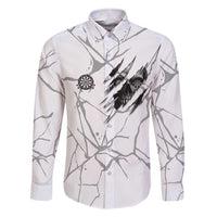 Dartboard Skull Darts Family Matching Short Sleeve Bodycon Dress and Hawaiian Shirt with Torn Stone Texture and Cracked Marble Design - Wonder Print Shop